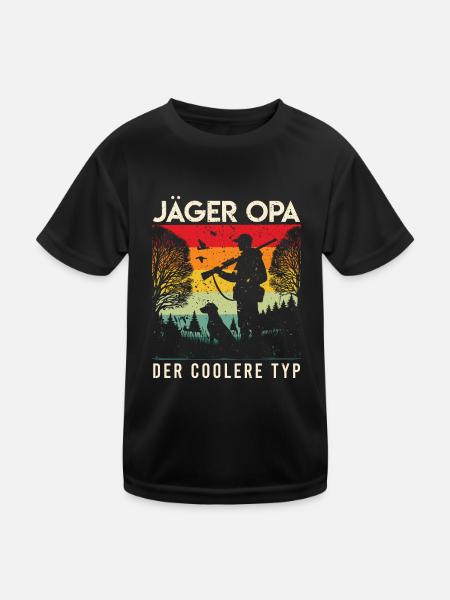 JÄGER OPA DER COOLERE TYP Lustiges Großvater - Kinder Funktions-T-Shirt - Schwarz - Vorne
