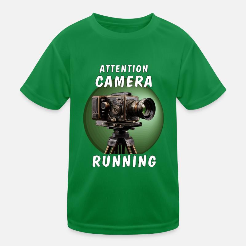 ATTENTION CAMERA RUNNING Kids Functional T-Shirt