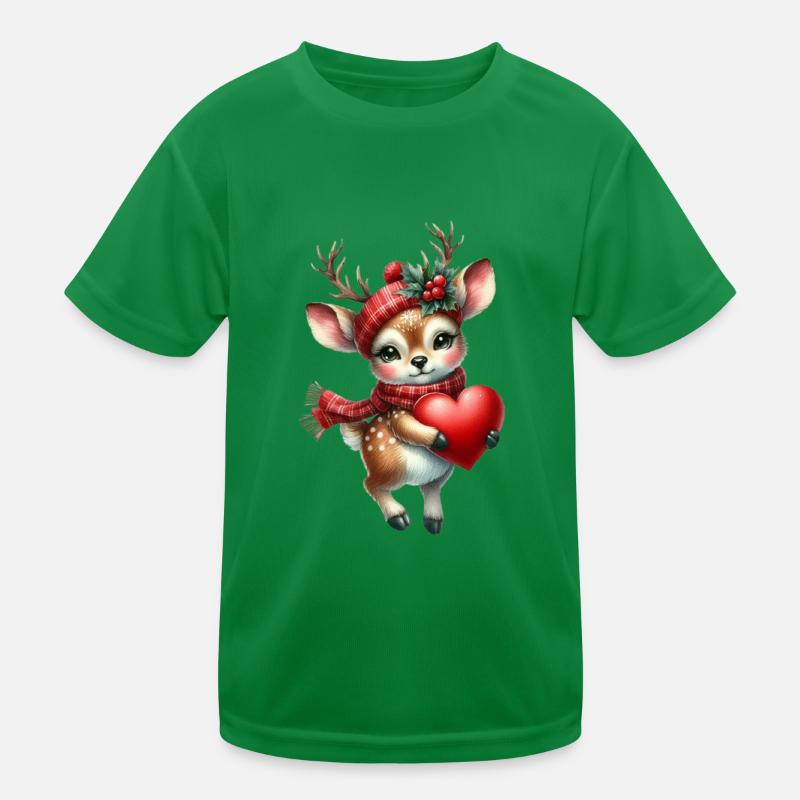 Cute reindeer with heart for Christmas time Kids Functional T-Shirt