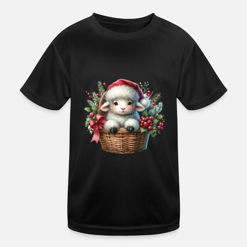 Christmas lamb in a basket Kids Functional T-Shirt