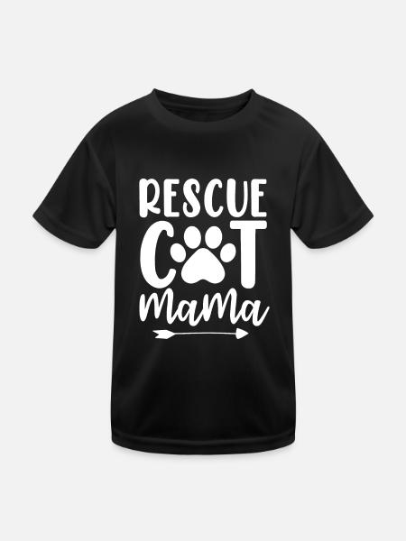 Rescue Cat Mama Foster Cat Shelter Mama Tier - Kinder Funktions-T-Shirt - Schwarz - Vorne