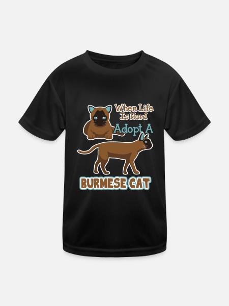 Adopt A Burmese Cat - Kids Functional T-Shirt - black - Front