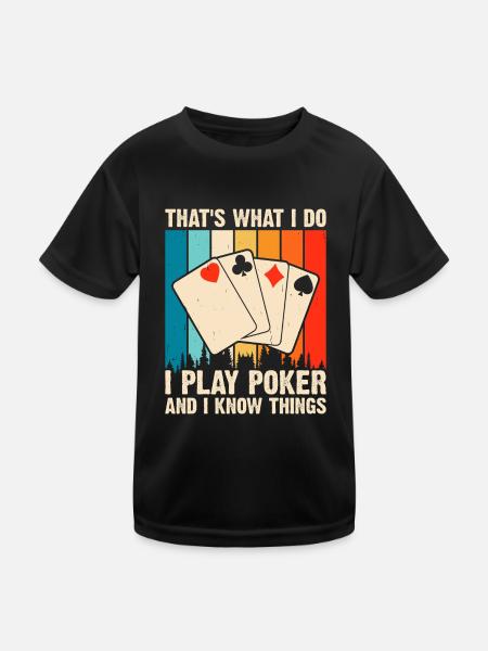 Poker Kartenspiel Glücksspiel Lustiger Poker Spieler - Kinder Funktions-T-Shirt - Schwarz - Vorne