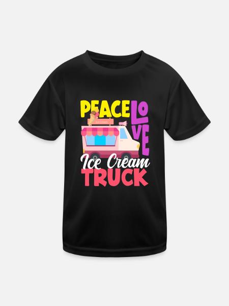Friedliche Liebe Eiscreme Truck Liebhaber - Kinder Funktions-T-Shirt - Schwarz