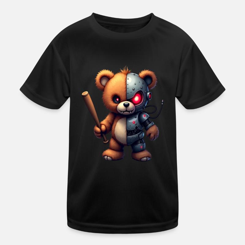 Funny Robot Tech Teddy Bear Cyborg Animal Bear Kids Functional T-Shirt