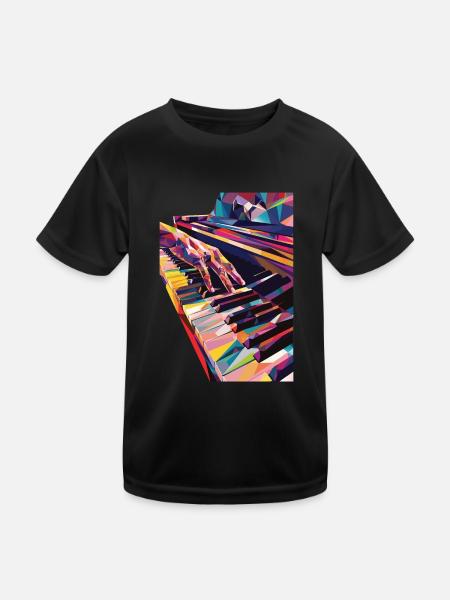 Klavier - Kinder Funktions-T-Shirt - Schwarz - Vorne