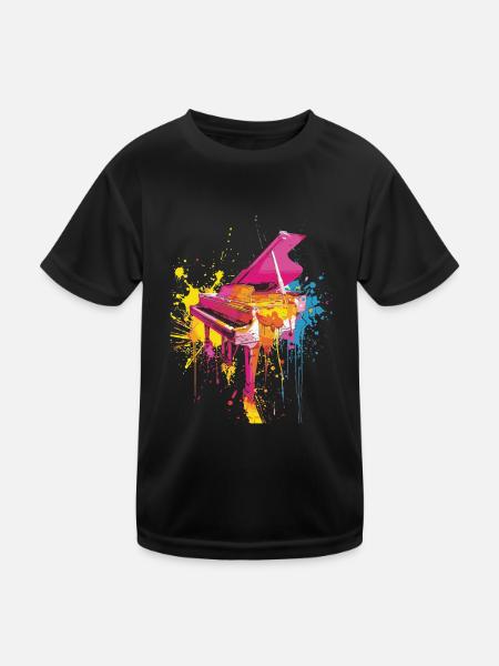 Klavier - Kinder Funktions-T-Shirt - Schwarz - Vorne