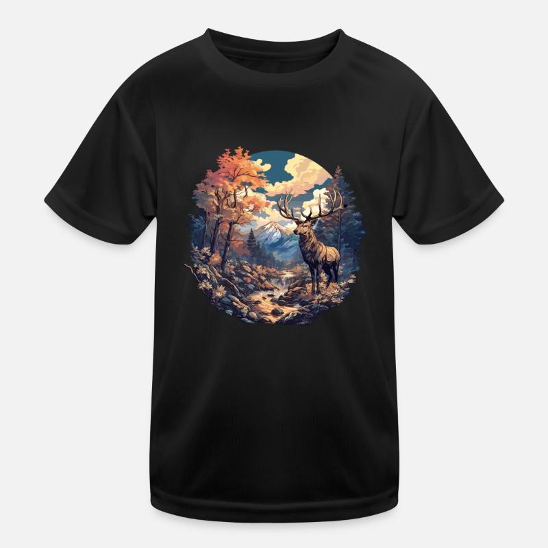 Hirsche Hirsch Kinder Funktions-T-Shirt