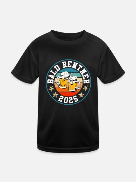 Ruhestand BALD RENTNER 2025 Rente Großeltern - Kinder Funktions-T-Shirt - Schwarz - Vorne