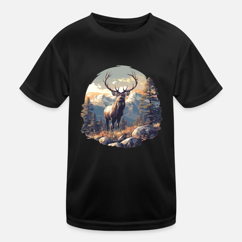 Hirsche Hirsch Kinder Funktions-T-Shirt