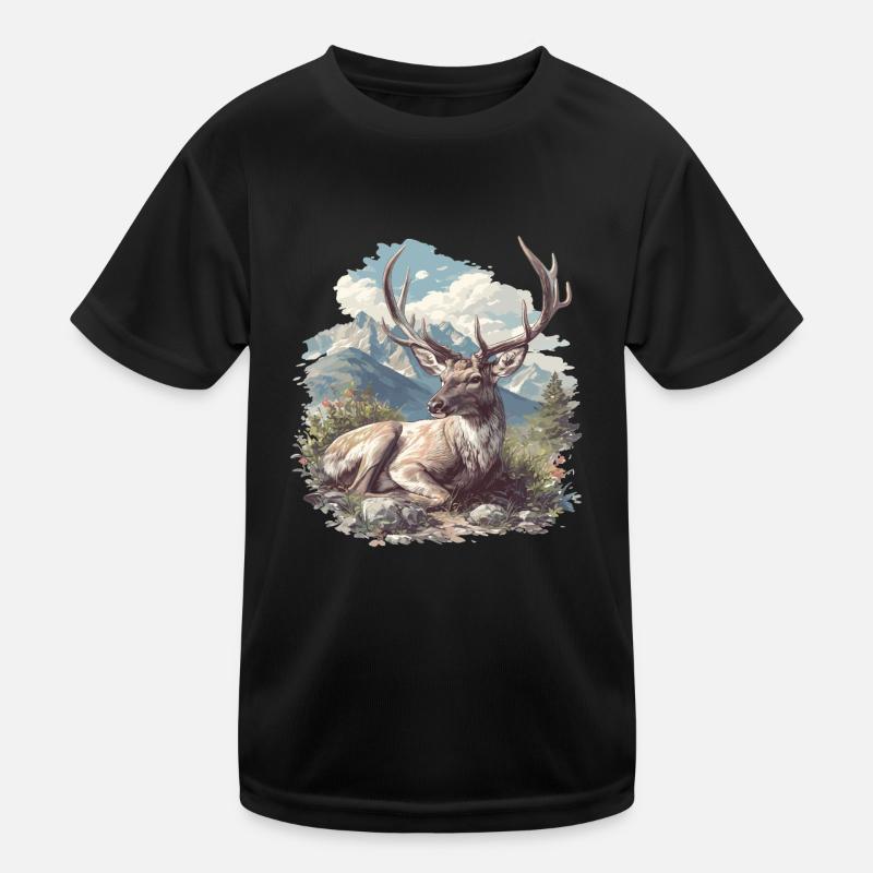 Hirsche Hirsch Kinder Funktions-T-Shirt
