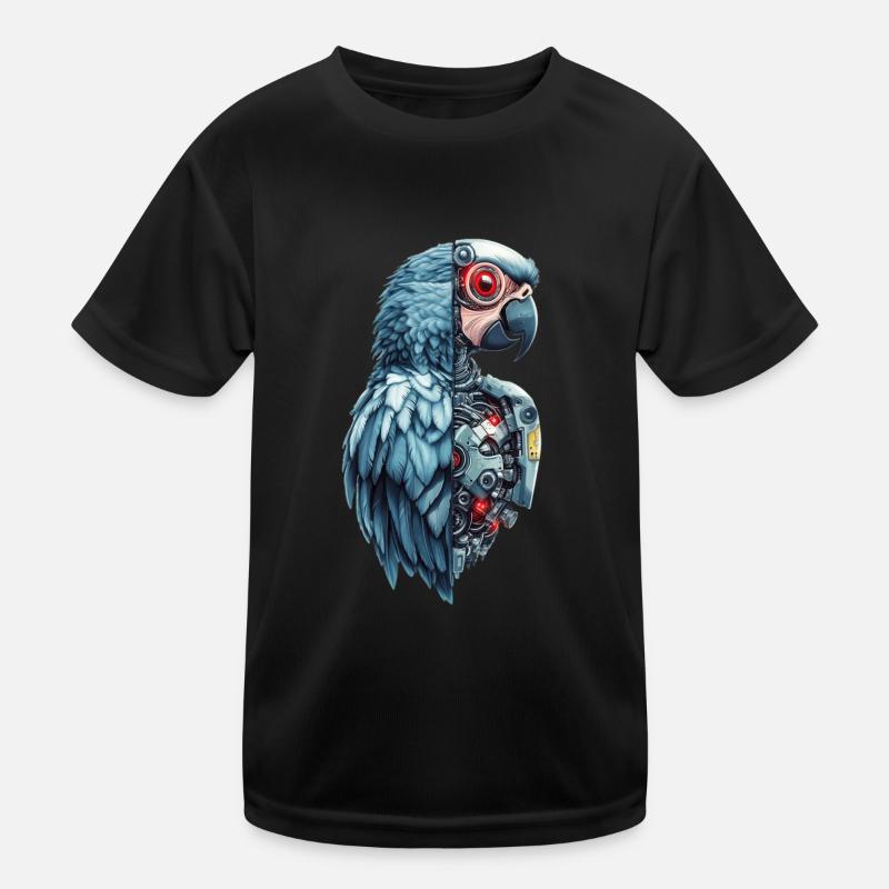 Funny Robot Art Parrot Cyborg Bird Parrot Kids Functional T-Shirt