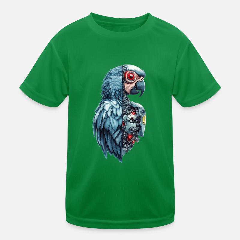 Funny Robot Art Parrot Cyborg Bird Parrot Kids Functional T-Shirt