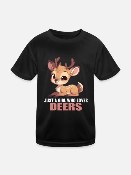 Hirsche Hirsch - Kinder Funktions-T-Shirt - Schwarz - Vorne