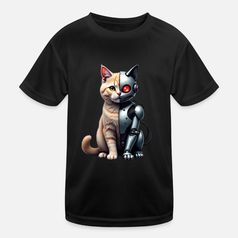 Drôle Robot Chat Tech Chats Cyborg Animal Chat T-shirt sport Enfant