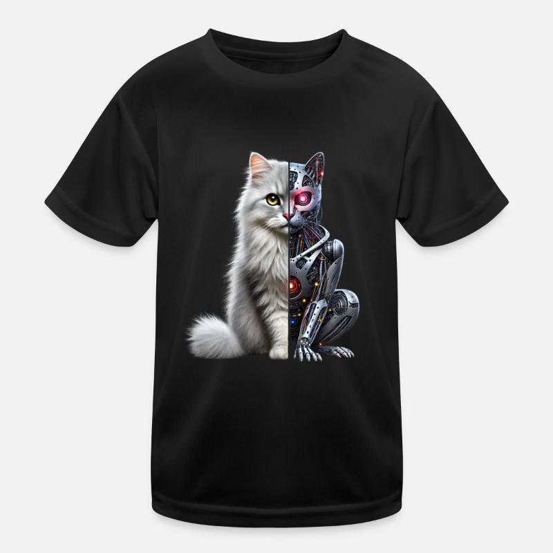 Drôle Robot Chat Tech Chats Cyborg Animal Chat T-shirt sport Enfant