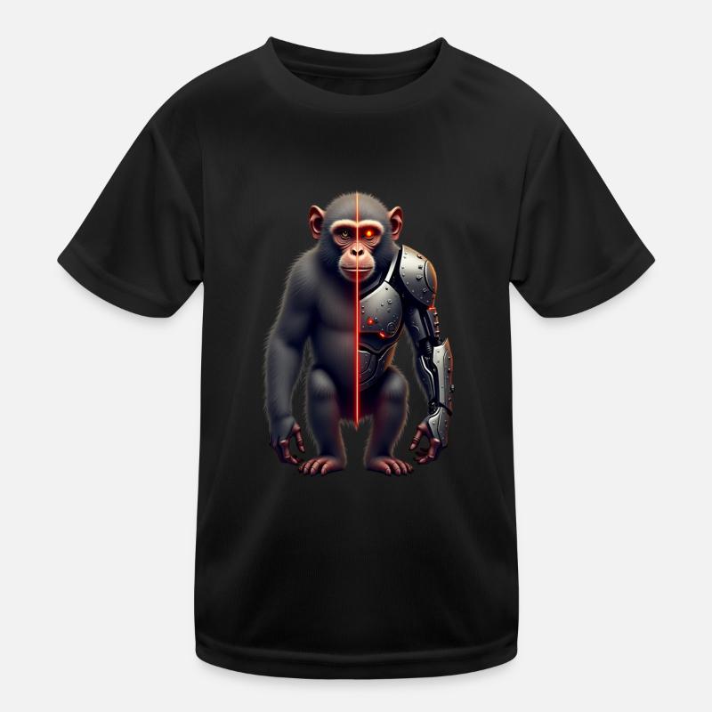 Lustiger Roboter Kunst Affe Cyborg Tier AI Monkey Kinder Funktions-T-Shirt