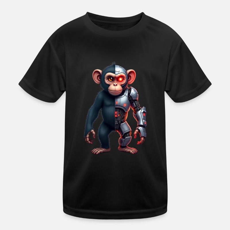 Lustiger Roboter Kunst Affe Cyborg Tier AI Monkey Kinder Funktions-T-Shirt