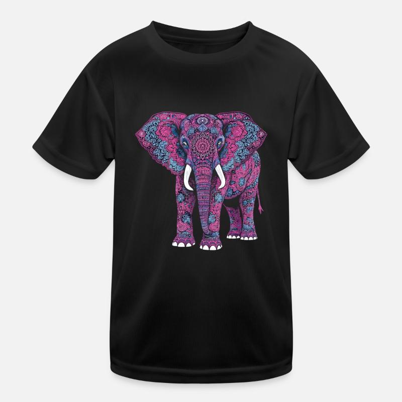 Mandala Elephant Elephant Spiritual Mandala Kids Functional T-Shirt