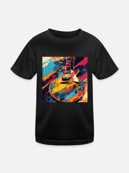 Gitarre - Kinder Funktions-T-Shirt - Schwarz - Vorne