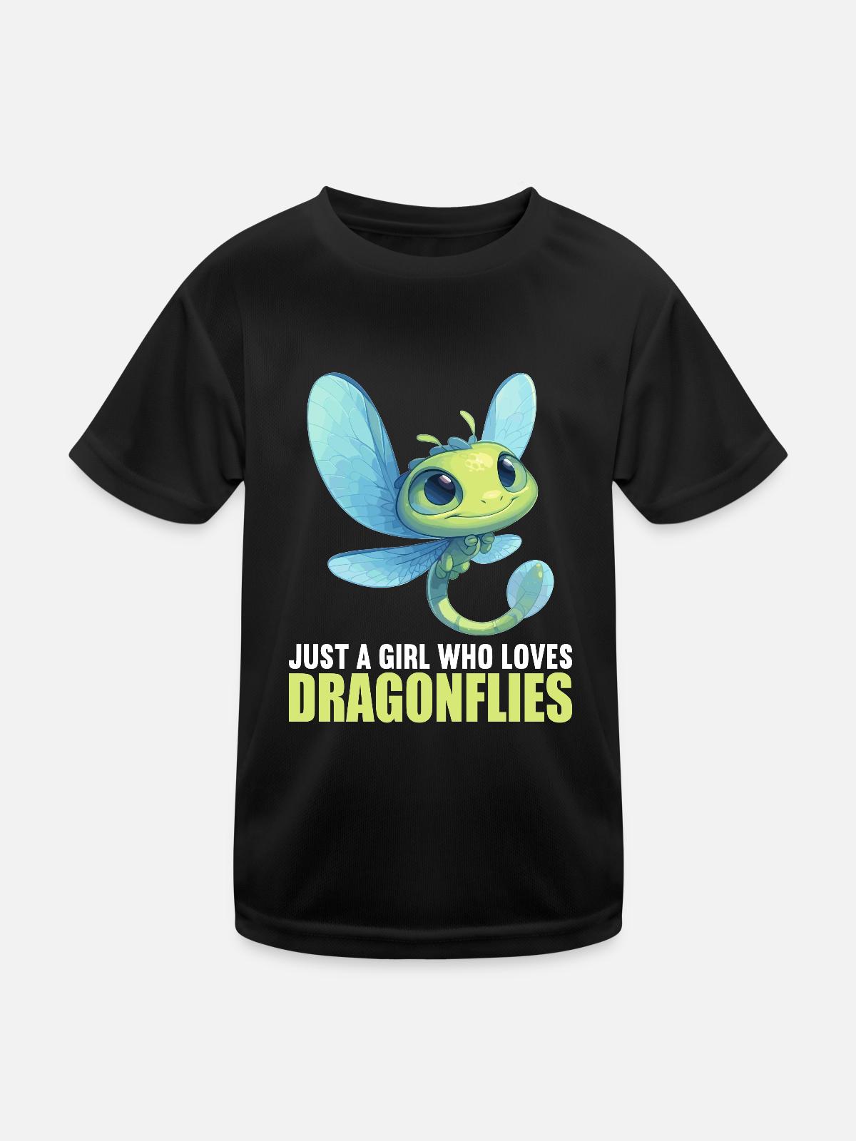 Libellen Libelle - Kinder Funktions-T-Shirt - Schwarz - Vorne
