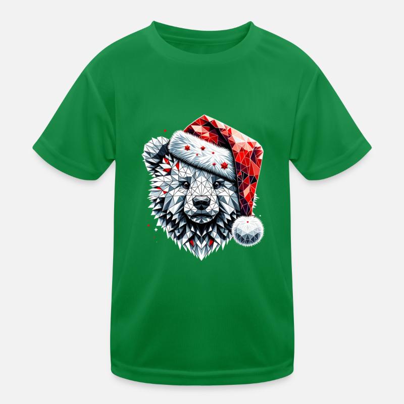 Polygon Art Polar Bear Santa Hat Original Kids Functional T-Shirt