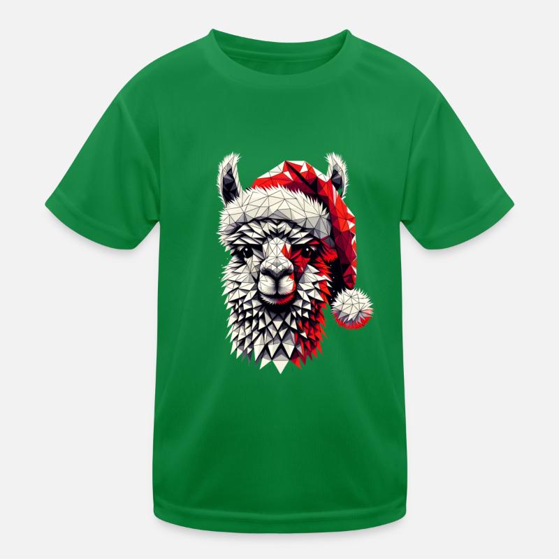 Polygon Art Llama Santa Hat Original Kids Functional T-Shirt