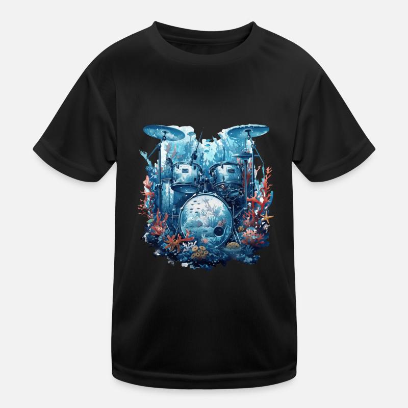 Fisch Trommeln Kinder Funktions-T-Shirt