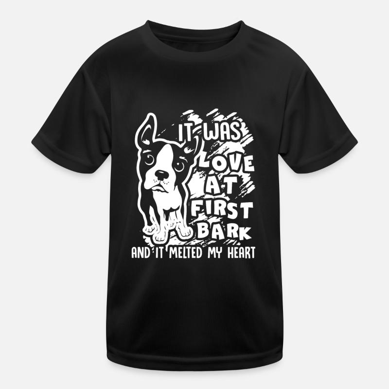 Boston Terrier It Was Love At First Bark Kids Functional T-Shirt