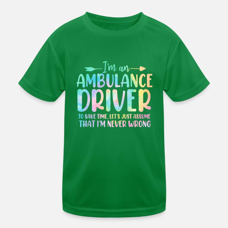 Ambulance Driver Tie Dye First Aid EMS Emergency Kids Functional T-Shirt