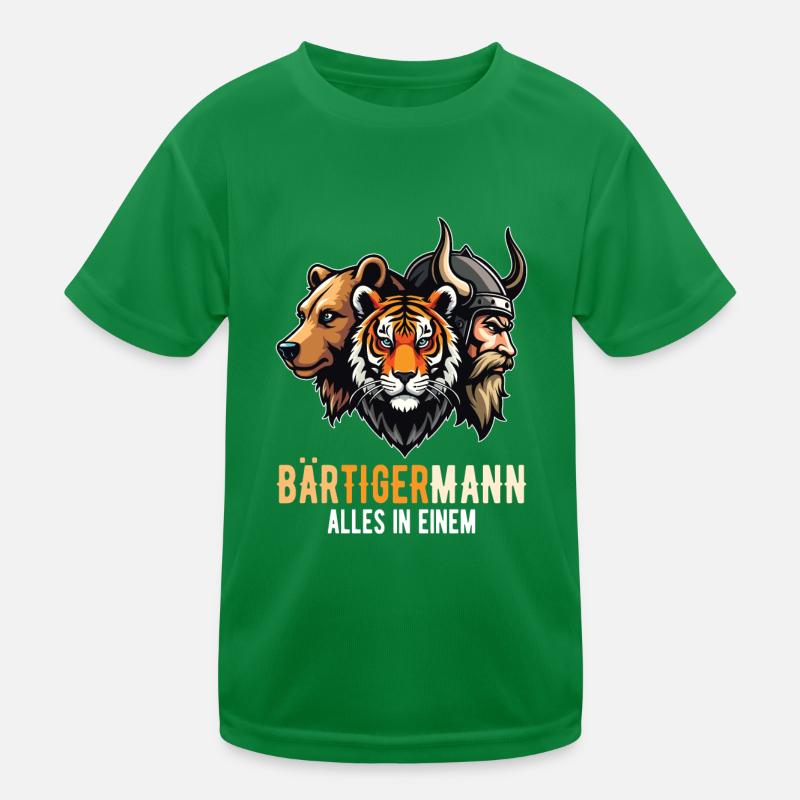 Bärtigermann Bär Tiger Mann Wikinger Kinder Funktions-T-Shirt