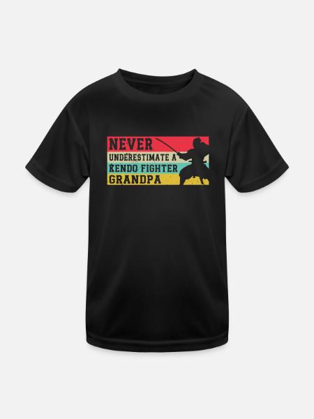 Never underestimate a Kendo Fighter grandpa Kendo - Kids Functional T-Shirt - black - Front