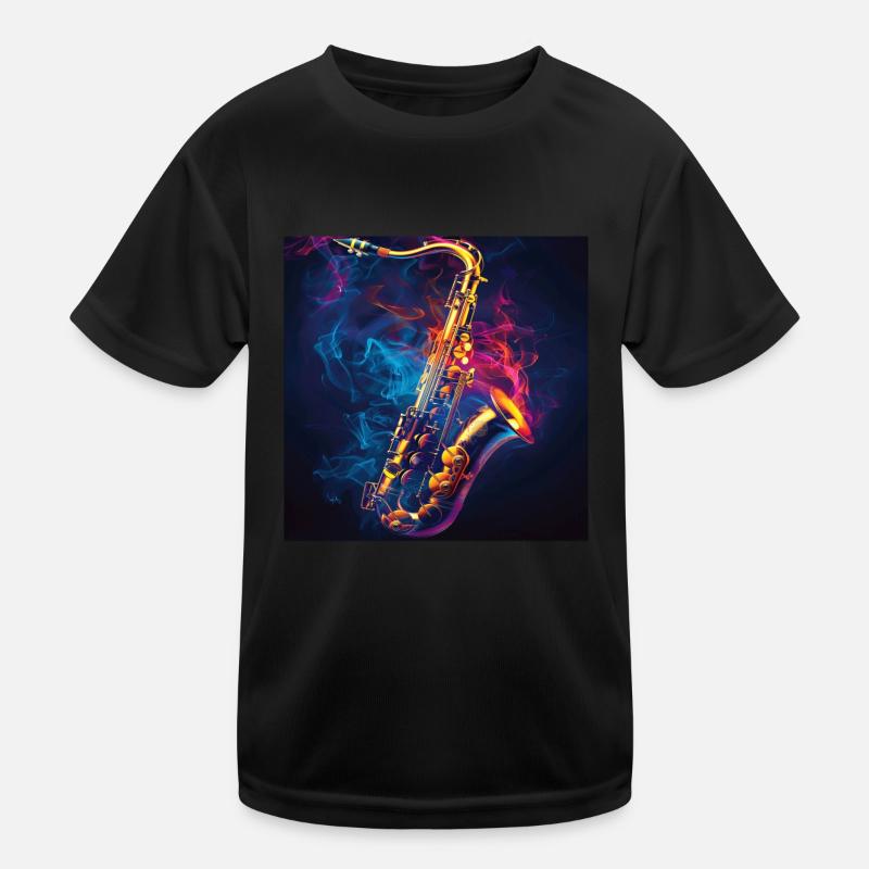 Saxophon - Kinder Funktions-T-Shirt - Schwarz