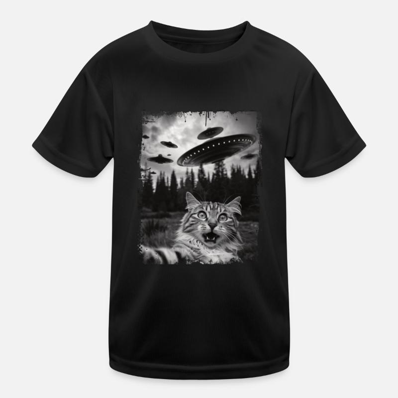 Drôle de chat Selfie OVNI graphique T-shirt sport Enfant