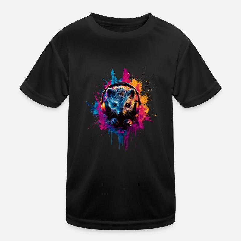 Künstlerisch Bunt Igel Kopfhörer Waldtiere Kinder Funktions-T-Shirt