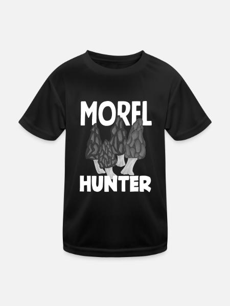 Morel Hunter Mushroom Picker Adventure - Kids Functional T-Shirt - black - Front