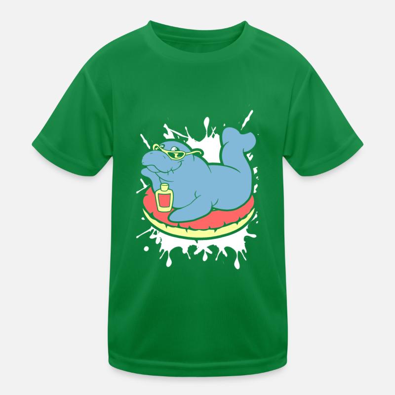 Funny Manatee Does Sunbath Kids Functional T-Shirt