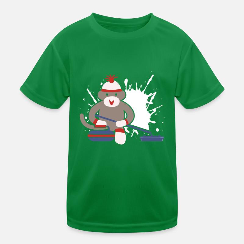 Sock Monkey Curling Kids Functional T-Shirt