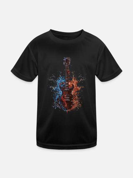 Gitarre - Kinder Funktions-T-Shirt - Schwarz - Vorne