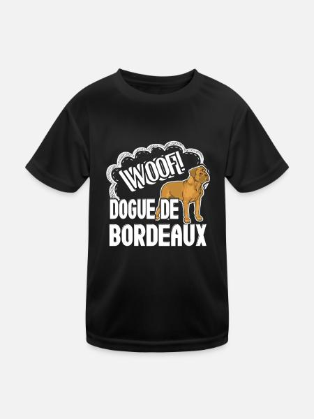Dogue De Bordeaux Woof Funny French Mastiff - Kids Functional T-Shirt - black - Front
