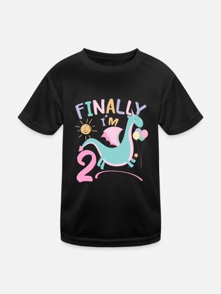 2ème anniversaire Fille Dracon 2 ans Cadeaux - T-shirt sport Enfant - noir - Devant