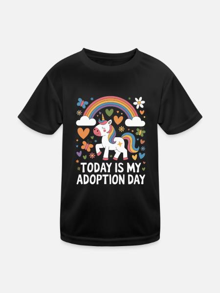Aujourd’hui, c’est mon jour d’adoption Maman drôle d’adoption - T-shirt sport Enfant - noir - Devant