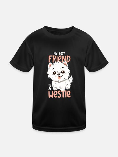 Mein bester Freund ist ein Westie - Kinder Funktions-T-Shirt - Schwarz - Vorne