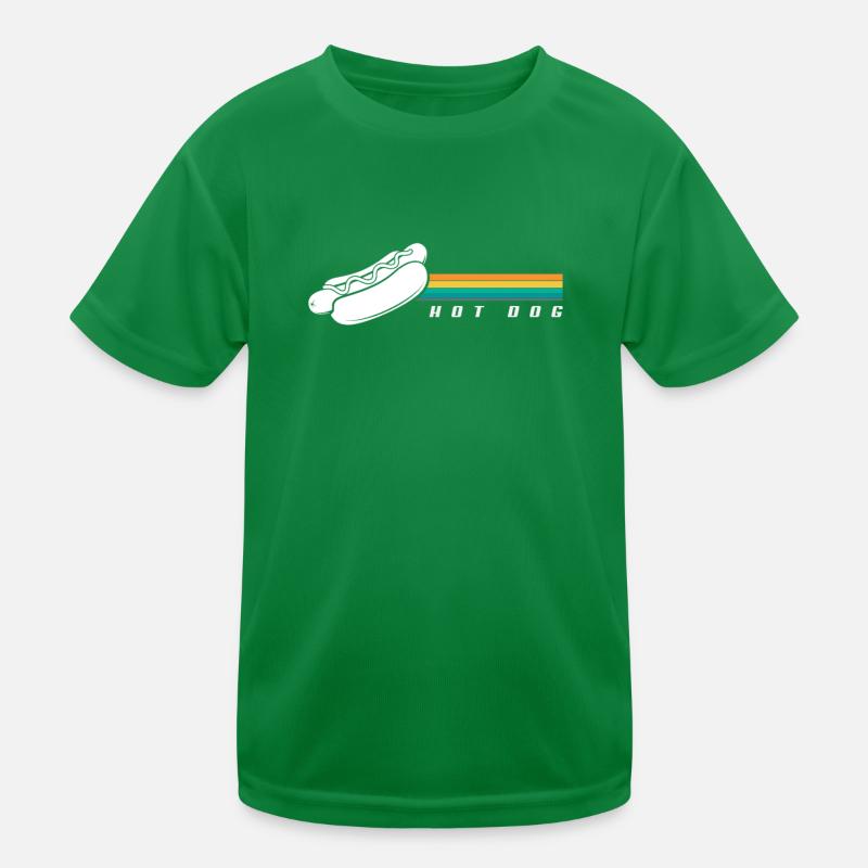 Retro Hot Dogs Lover Stripe Design Kids Functional T-Shirt
