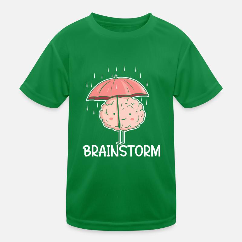 Brainstorm Creativity Humor Brain Cartoon Rain Kids Functional T-Shirt
