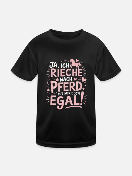 Ja ich rieche nach Pferd Pferdeliebhaber Reiterin - Kinder Funktions-T-Shirt - Schwarz - Vorne