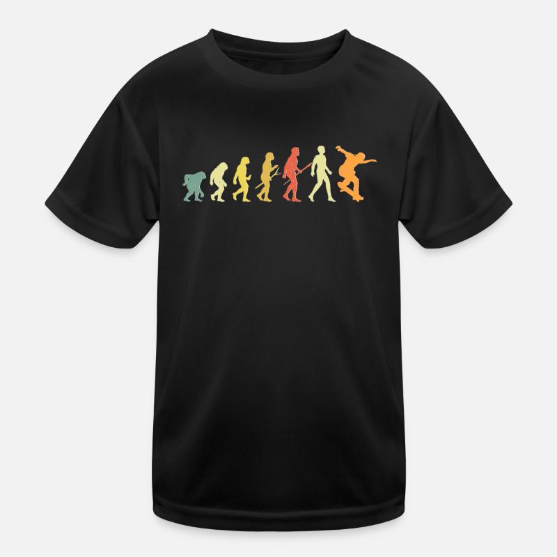 Skating Evolution Retro Skate Funny Skateboarding Kids Functional T-Shirt