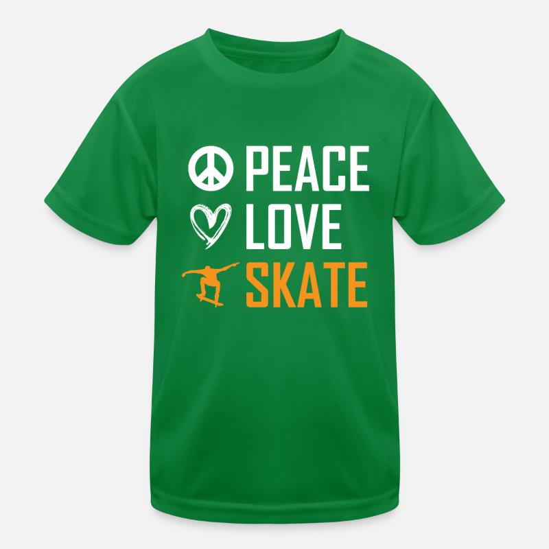 Peace Love Skate Longboarding Funny Skateboarding Kids Functional T-Shirt
