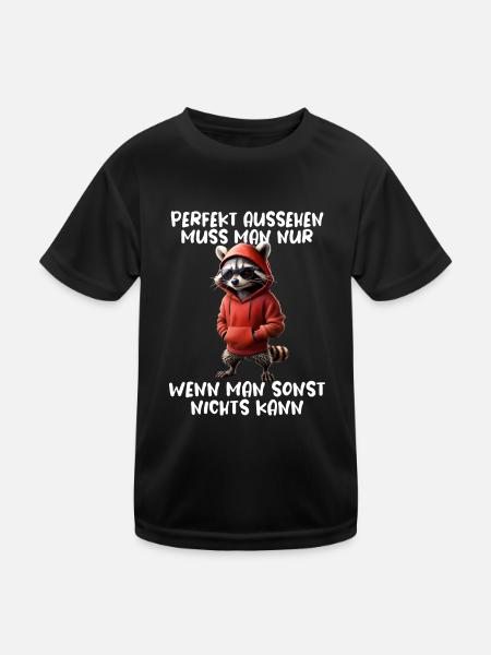 Funny Raccoon Saying Animal Lover Funny Raccoon - Kids Functional T-Shirt - black - Front