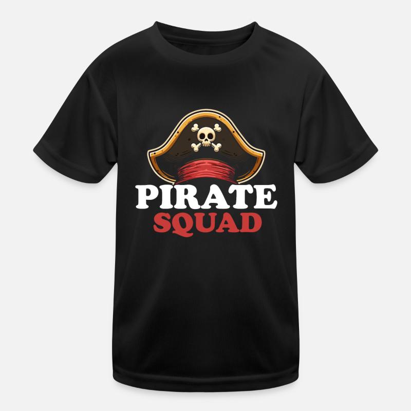 Pirate Squad Schatzsuche Totenkopf mit gekreuztem Knochen Kinder Funktions-T-Shirt